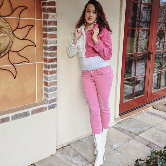 NWT Y2K Winter Color Block Cropped Coat S: Small-Medium - Picture 3 of 8